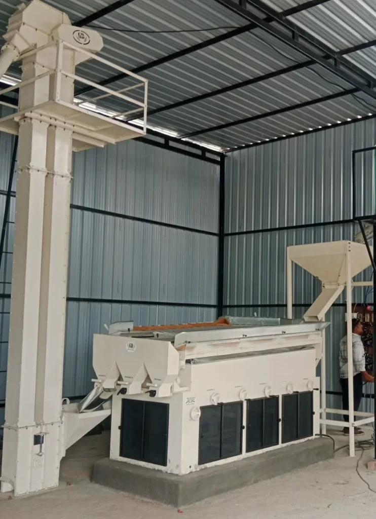 Specific gravity separator machine installed in seed processing plant